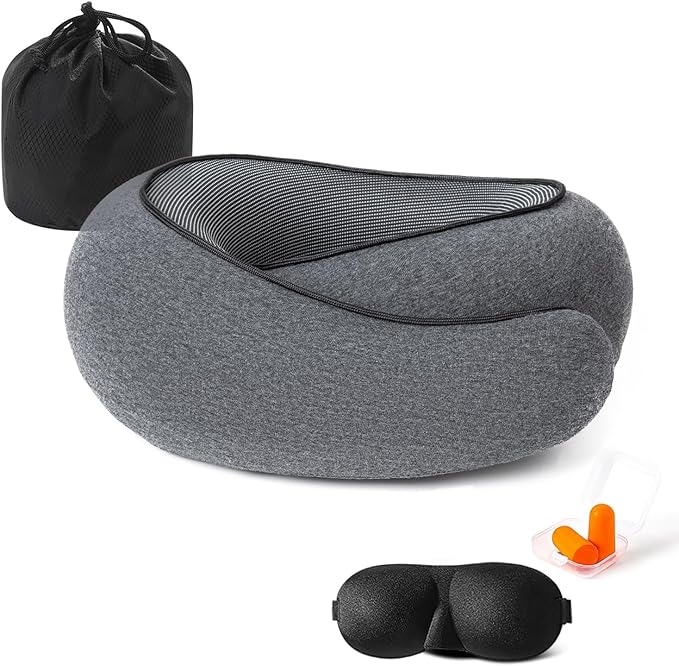 Travel Pillow, Memory Foam Neck Pillow Head Support Soft Pillow for Sleeping Rest, Airplane Car and Home Use