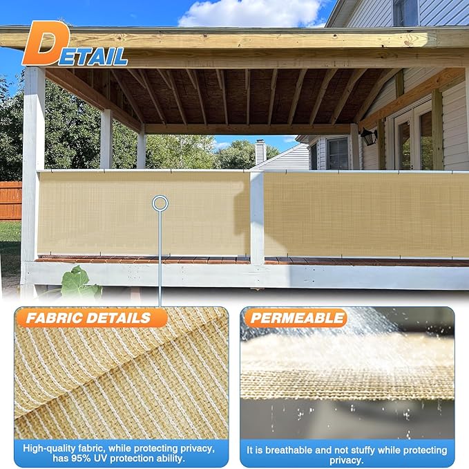 TANG Sun Shade Fabric Roll 8'x32' Shade Cloth for Garden Beige HDPE Mesh Shading Pergola Cover Replacement Canopy, 95% Blockage Sunshades for Outdoor Patio Backyard Plant