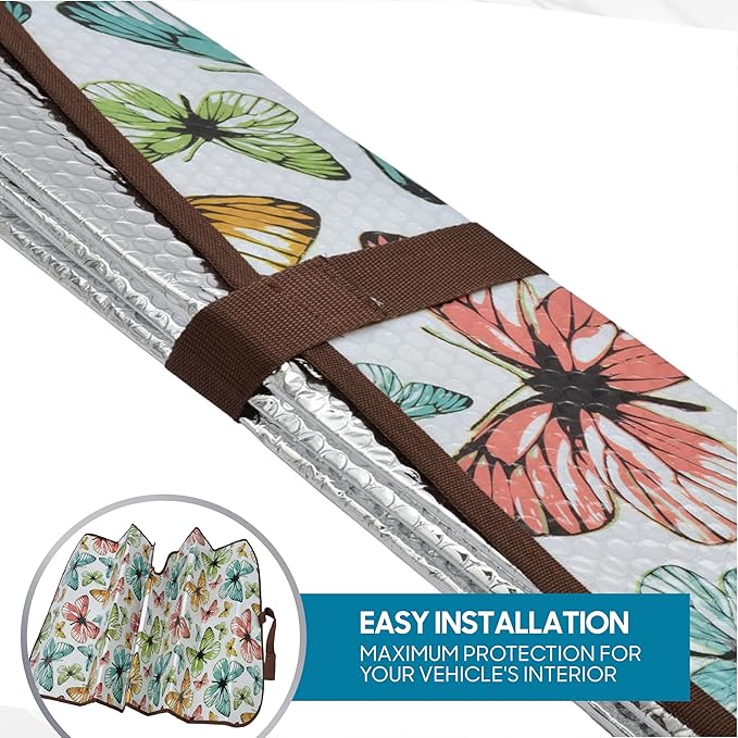 BDK Front Windshield Shade-Accordion Folding Auto Sunshade for Car Truck SUV-Blocks UV Rays Sun Visor Protector-Keeps Your Vehicle Cool - 58 x 27 Inch (AS-602)