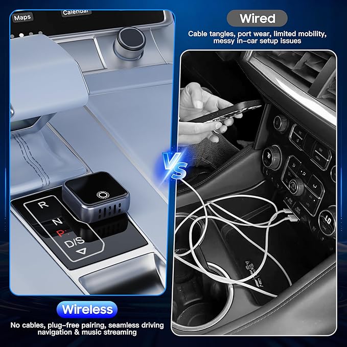 2026 Upgraded 2in1 Mini Wireless CarPlay & Android Auto Adapter, Convert Wired Car Play to Wireless for Cars with USB/Type-C Port, Plug & Play USB Dongle Compatible for Apple iPhone & Android Devices