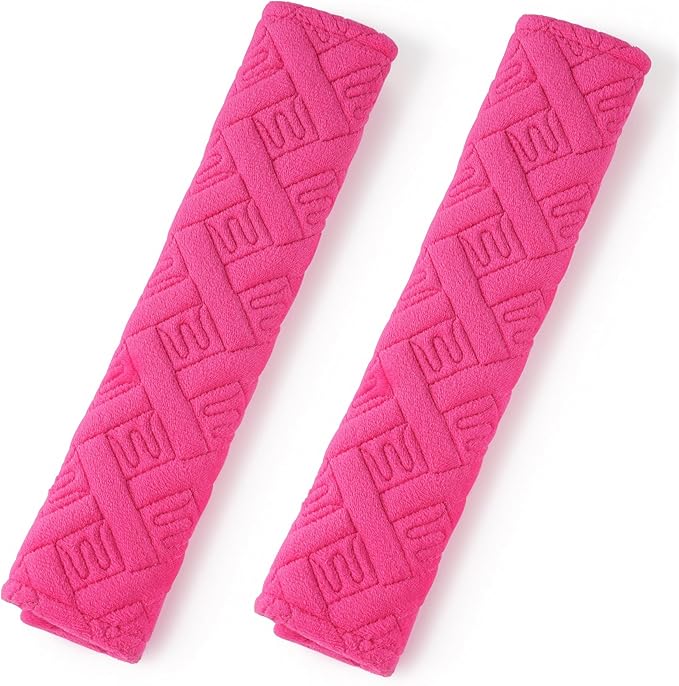 JUSTTOP 2-Pack Universal Car Seat Belt Pads Cover for A More Comfortable Driving, Seat Belt Shoulder Strap Covers Harness Pad for Car Interior Accessories(Deep Pink)