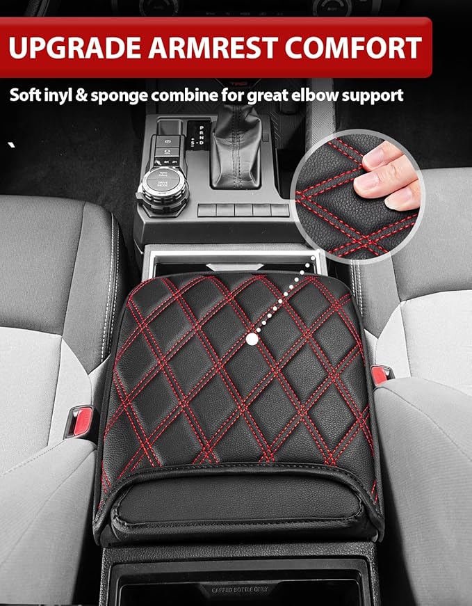 KBH Center Console Armrest Cover for Toyota Tacoma 2024 2025 2026, Vinyl Leather Trim, Durable Middle Console Protector, Anti-Scratch
