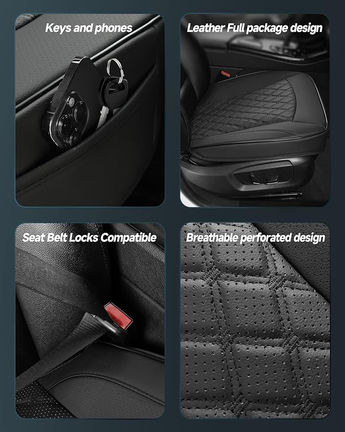West Llama PU Leather Car Seat Cover Fit Winter,Breathable Bottom Seat Covers for Cars for Heated Seats,Universal Fits 90% Cars,SUVs,Sedans,21.26 × 20.86 Inch(1Piece-Black)