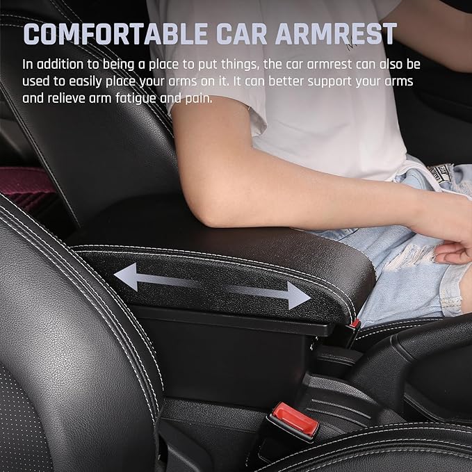 YJYWZH Car Armrest Storage Box for Toyota Hilux Center Storage Box Organizer Interior Hand Centre Consoles with 3 USB Port Arm Rest Double-Layer Accessories