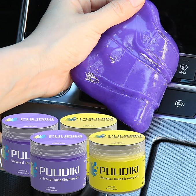 PULIDIKI Car Cleaning Gel Purple 2Pack and Car Cleaning Putty Yellow 2Pack Bundle