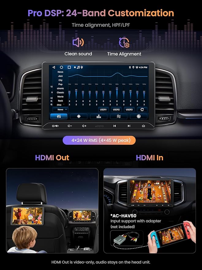 A5L 10.1 inch Android Double DIN Car Stereo, Wireless CarPlay & Android Auto, DriveChat AI, HDMI Out, IoT Control, Fast Boot, DSP 24-Band EQ, Head Unit with OBD2 Scanner, GPS Tracking