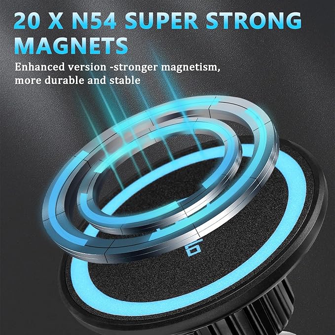 Magnetic Cup Holder Phone Holder for Magsafe, 360° Adjustable Long Gooseneck & Powerful N54 Magnet Cell Phone Mount for Car Compatible with iPhone & Samsung & All Smartphones