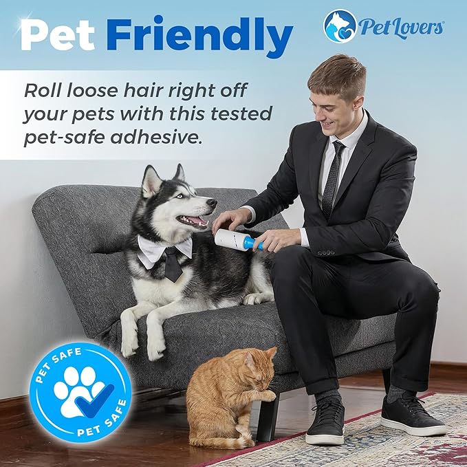 PetLovers Extra Sticky Lint Roller Mega Value Set 900 Sheets for Pet Hair Removal and Clothes, Dog and Cat Lint Remover, 10 Pack