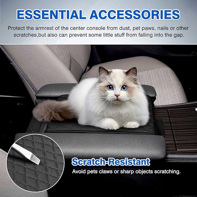 Autorder Center Console Cover for Toyota Sienna 2021-2025 2026 Accessories Memory Foam Armrest Cushion with Anti-Scratch Leather Protector Covers Black