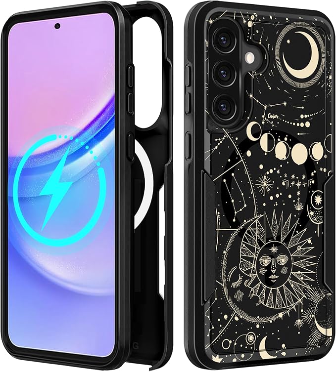 for Samsung Galaxy A36 5G Phone Case - Compatible with MagSafe Women Girls Cute Magnetic Protective Cover Girly Aesthetic Sun Moon Heavy Duty Shockproof Design for Samsung A36 5G Cases 6.7"