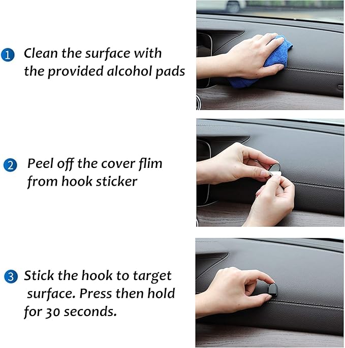 Randconcept - Car Key Holder Hanger for Mask Car Dashboard Hook Stick on Dashboard | Wall Fob Hanging Hooks | Key Fob Holder | USB Cable Organizer | Earphone Cable Winder (4 Pack)