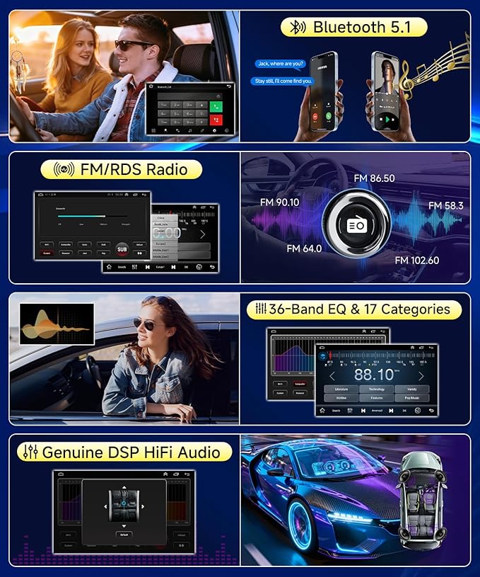 VQU 4G+64G Car Radio for BMW 3 Series 328i 335i 325i 2005-2011 Apple CarPlay Android Auto, 9 Inch IPS Touchscreen for 128i Stereo for BMW E90/E91/E92/E93 GPS Navi FM DSP SWC BT Rear Camera, No Fiber