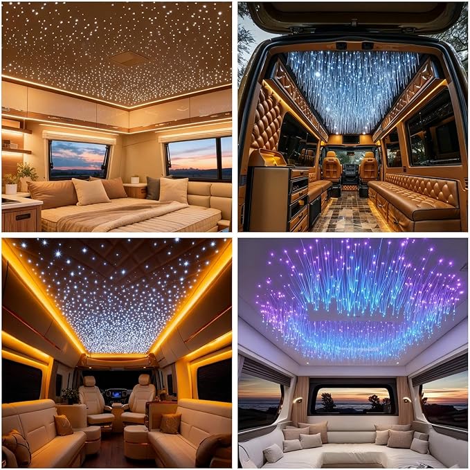 Twinkle Fiber Optic Lights Engine Dual Port Dual Color,Bluetooth APP/Music Sync/Remote Control RGBW Fiber Optic Driver for All Kinds of Fiber Optic Cable/Star Ceiling(OnlyLED Light Source)