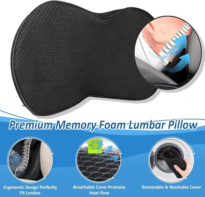 Wedge Car Seat Cushion, Memory Foam Car Truck Coccyx Seat Pillow for Driving - Sciatica and Back Pain Relief - Heightening Wedge Cushions for Car Driver Office Lumbar Tailbone Support
