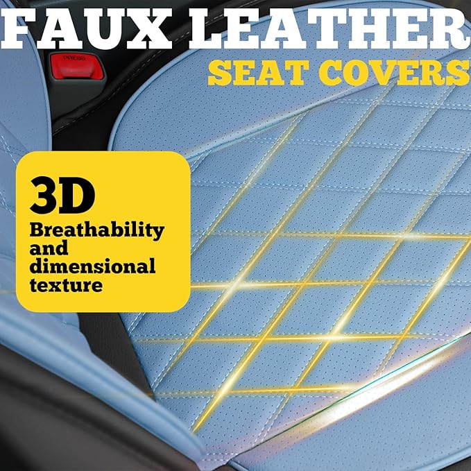 LINGVIDO Car Seat Covers Full Set (5 Seats) - Premium Perforated Nappa Leather, Waterproof Shield, Omni-Adapt Fit SUVs Sedans, Ultimate Family & Pet Protection