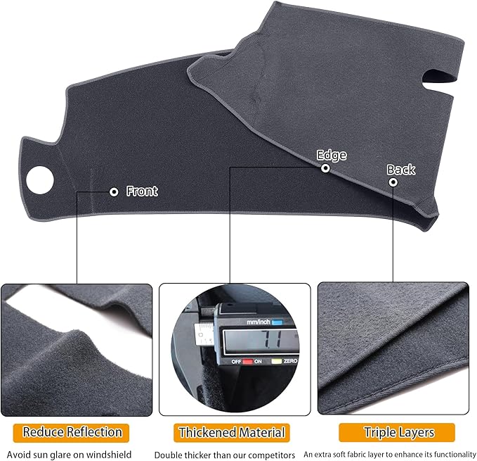 Dash Cover Custom Fit for 1997-2000 Chevy Chevrolet Silverado/GMC Sierra C1500 C2500 C3500 K1500 K2500 K3500, 1997-1999 GMC Yukon/Chevy Tahoe, Dashboard Cover Mat Pad(Gray)