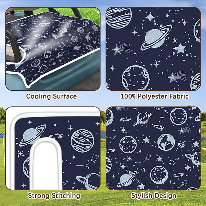 Blue Golf Cart Seat Covers, Golf Cart Seat Towel Blanket Club Car for Golf Lover, Golf Cart Accessories, Keep Seat Comfortable and Cool for 2-Seat Golfs Carts, Gifts for Christmas Thanksgiving