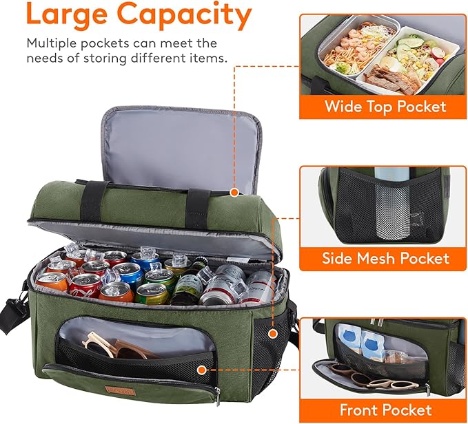 Lifewit Insulated Cooler Bag, 32/48 Can Large Leakproof Beach Cooler, Lightweight Portable Double Layer Soft-Sided Travel Ice Chest for Camping, Kayaking, Road Trips, Grocery Shopping