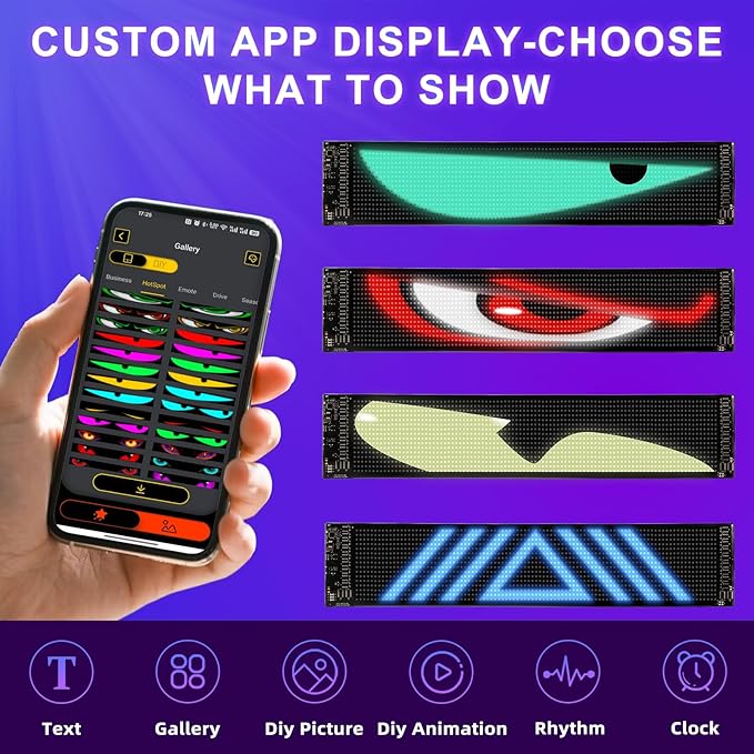 Devil Eyes Light for Trucks – 52.4''x7.5'' Large LED Eyes for Truck Windshield, Perfect Sync, Super Bright, Programmable LED, Remote+APP Control (1-Pack) for Standard Trucks/RVs/Campers