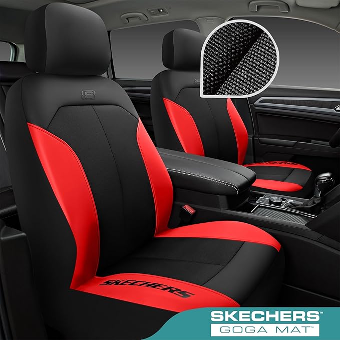 Skechers Car Seat Covers,GOGA Mat Oxford Cloth Seat Covers,Waterproof Car Seat Covers Front Seats,Automotive Universal Fit Seat Cover for Most Cars, Suvs, Trucks,Red