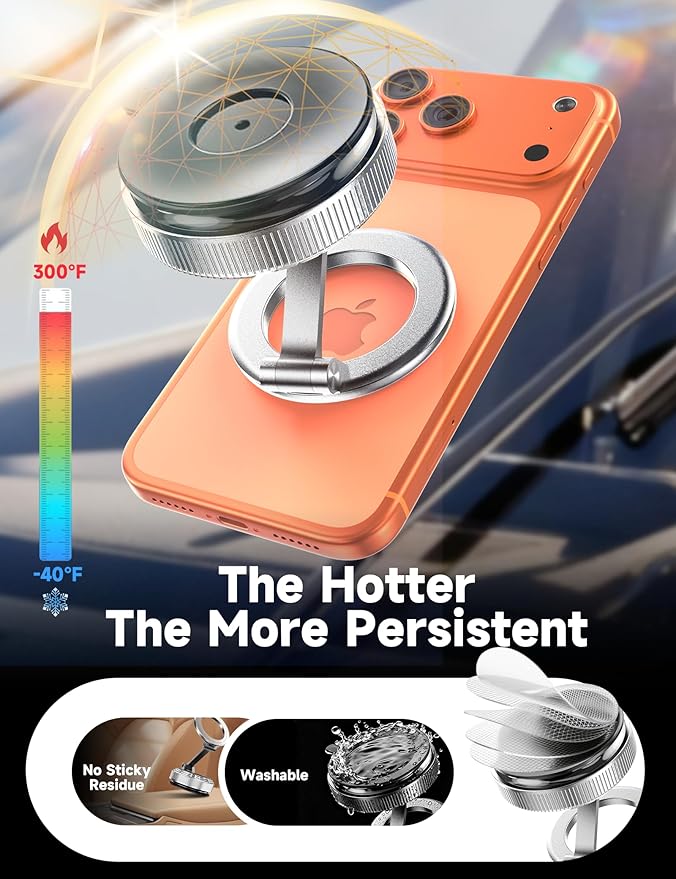 Pure Zinc Alloy Vacuum Magnetic Phone Holders for Your Car [105+LBS Suction & 3800gf Magnetic] 360° Adjustable Magsafe Car Phone Holder Mount for iPhone 17 16 15 14 13 12 Series & Android