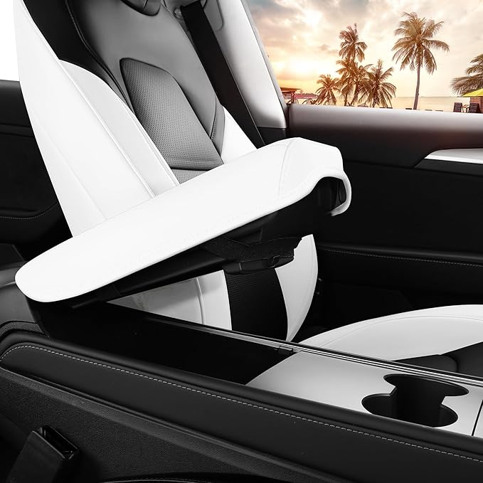 Car Seat Cover for Tesla Mdel 3 2017-2023 Custom Fit Tesla Seat Cover Full Set Leather Car Interior Seat Airbag Compatible Cushion Cover (White+Black-Model 3)