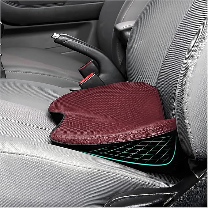Car Seat Cushion for Ford Mustang 2000-2024, Four Seasons Universal Memory Foam Breathable Non Slip Auto Wedge Seat Pad Sciatica & Lower Back Pain Relief for Driving,Red