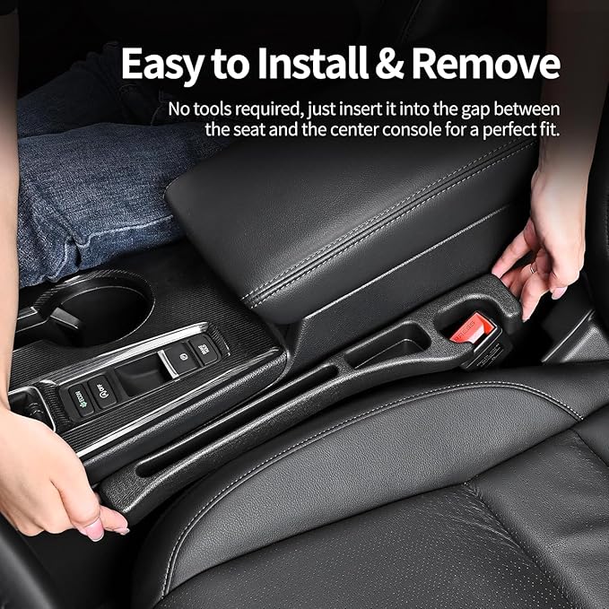 4 Pack Car Seat Gap Filler, Car Seat Gap Plug to Fill The Gap Between Seat and Console, Universal Car Seat Gap Filler Organizer Crevice Blocker Stop Things from Dropping