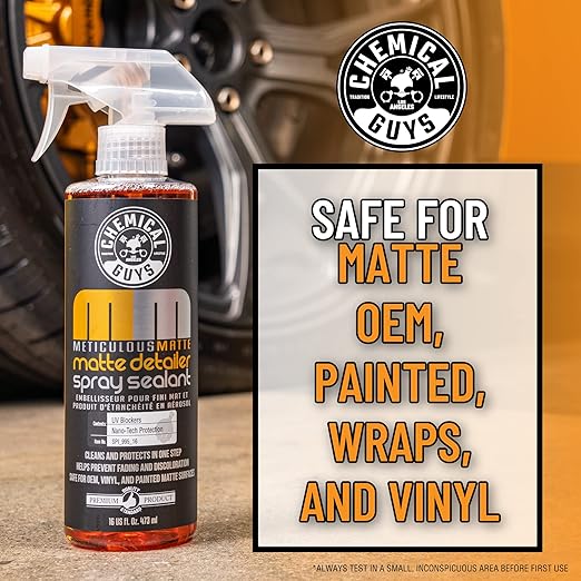 Chemical Guys Meticulous Matte Finish Detailer and Spray Sealant – Quick Detailer Spray for Satin and Matte Surfaces – Safe for Vinyl Wraps on Cars, Trucks & SUVs, 16 oz