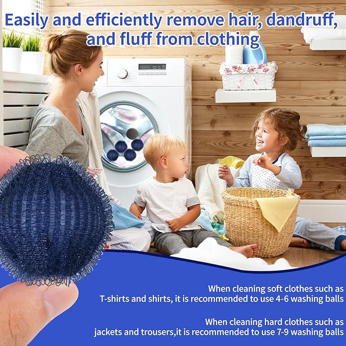 Pet Hair Remover for Laundry(12 PCS) - Washing Machine Hair Collector & Pet Hair Removal Tool, Cat Dog Hair Collector for Washer, Reusable Lint Trap for Front Load & Top Load Washers (Dark Blue) (12)