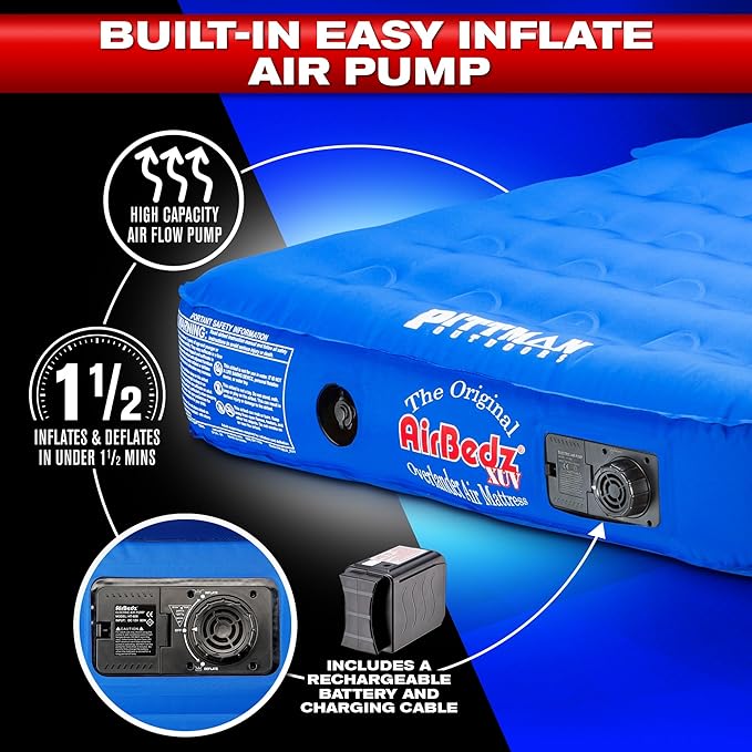 Pittman Outdoors AirBedz PPI-XUV Rear Seat Mattress for SUV and Crossover Vehicles (with Built-in Rechargeable Battery Air Pump) , Blue