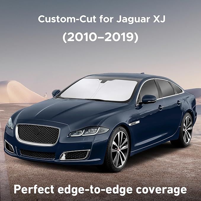 EcoNour Windshield Sunshade Compatible for Jaguar XJ 2010-2017 2018 2019, Sun Visor for Front Windshield & Window Sun Shade Cover, UV Heat Blocker & Protector, Car Accessories
