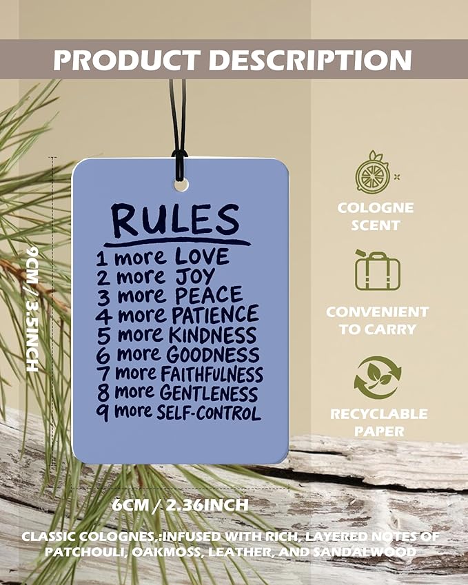 Retro Blue Christian Car Air Freshener 4 Pcs, Neutral Bible Verses Hanging Air Freshener for Cars Bathroom Dorm Books Decor, Vintage Religious Accessories Gifts for Women Men