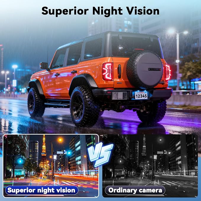 Mirror Dash Cam 4.5 Inch Rear View Mirror Camera 1080P Front and 480P Rear View Dual Cameras with 32G Card, Motion Detection, Night Vision, Parking Assistance, Loop Recording，Exposure Adjustment