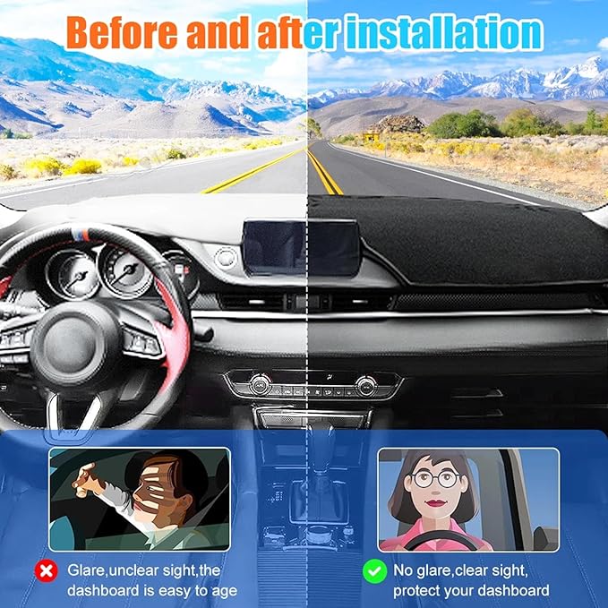 Fit for Hyundai Accent 2012-2017,Car Dashboard Cover,Non-Slip Dash Mat Dashboard Cover,Black Dash Cover Mat,Car Accessories