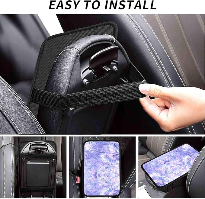 Car Armrest Cover Auto Center Console Pad Arm Rest Cushion Soft Car Accessories Universal for Most Vehicle (Crystal Texture Pattern Design)