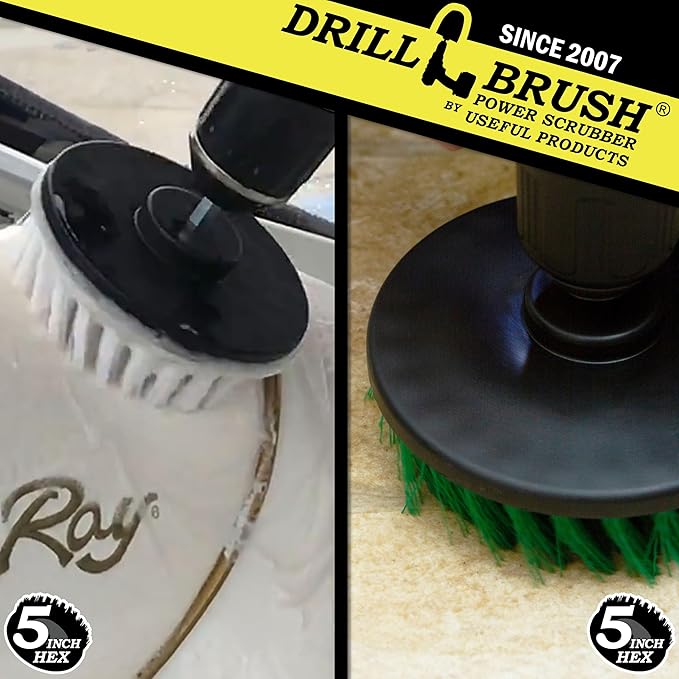 Drill Brush - Kitchen Tools - Grout Cleaner - Large Spin Brush Kit - Clean Stove, Oven Rack, Sink, Tile, Counter, Cabinets, Floors - Glass Cleaner - Upholstery, Leather, Fabric, Vinyl - Carpet Cleaner