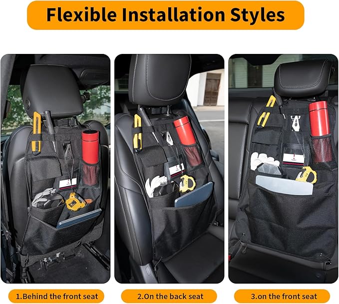 Back Seat Car Organizer with Car Storage Bags, Universal Car Organizers and Storage Truck Organizer(Black)