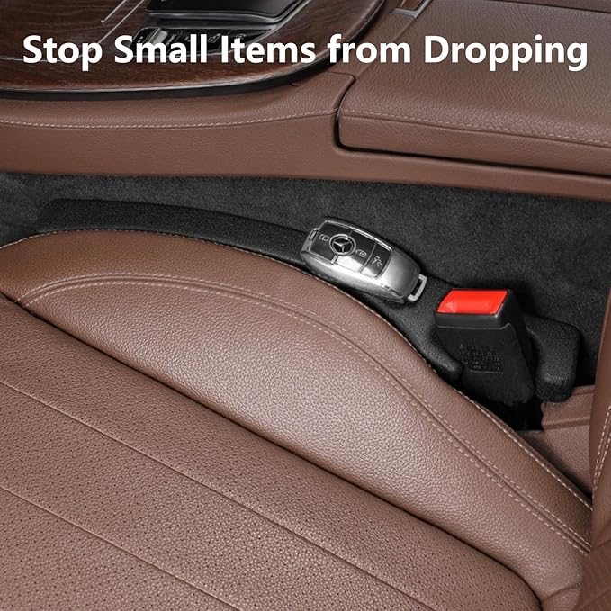 Hiseanllo Car Seat Gap Filler 2 Pack, Universal Fit PU Leather Car Seat Gap Plug to Fill The Gap Between Seat and Console, Car Seat Crevice Blocker Stop Things from Dropping