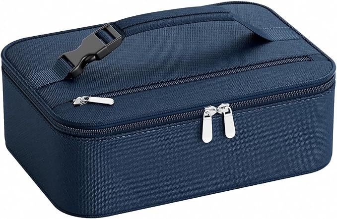 Small Lunch Box Insulated Lunch Bag for Women Men, Bento Kids Lunch Box, Compact Portable Thermal Meal Cooler Bags with Buckle Handle for Work & School, Navy Blue 5L