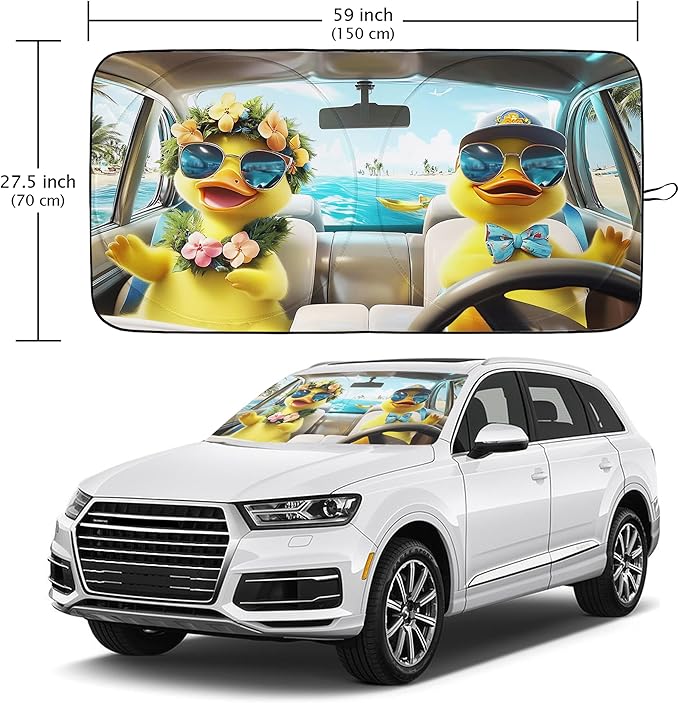 Ducks Car Windshield Sun Shade Foldable Sunshade Front Window Cover Sun Visor Protector Accessories (59x27.5 inches)
