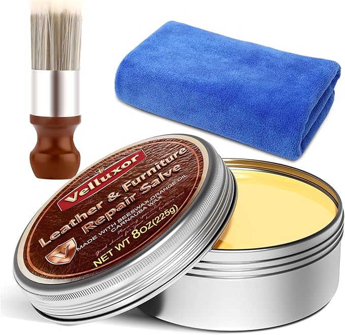 Leather Cleaner and Conditioner, Premium Wooden & Leather Furniture Repair Salve, Polisher & Moisturizer, Restores & Protects for Handbags, Car Seats, Boots, Jackets, Couch & Saddles, 8 oz