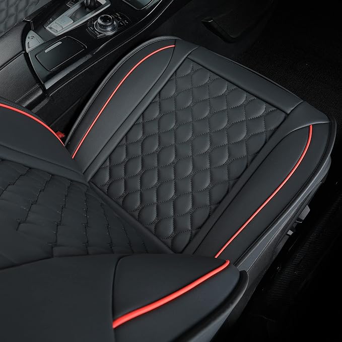 Car Seat Covers Full Set,Universal Fit for Most Cars,SUV,Sedans and Pick-up Trucks,Automotive Vehicle Faux Leather Cushion Covers for 5 Passenger Cars(Full Set,Black/Red)