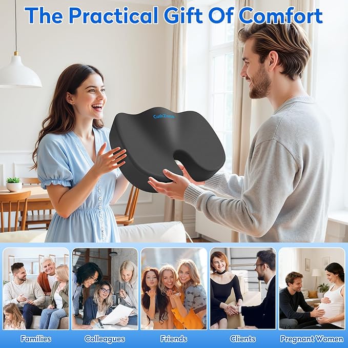 XXL Seat Cushion Office Car Seat Cushion, Memory Foam Cushion for Office Chair, Car Seat, Airplane, Bleacher Non-Slip Chair Pad, Butt Pillow for Desk, Wheelchair, Car