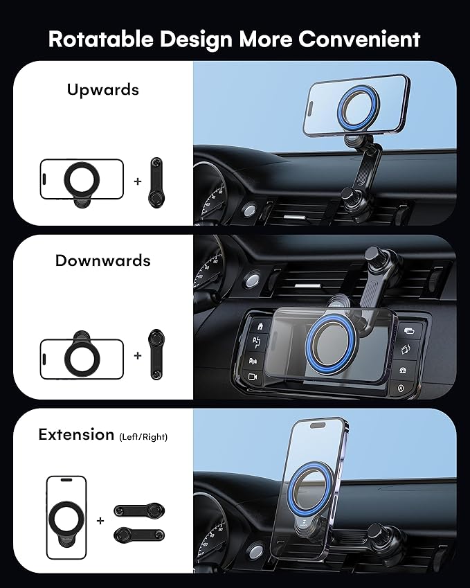 ZEEHOO Compatible with MagSafe Car Mount, Magnetic Phone Holder for Car [12 Strongest Magnets], Magnetic Car Vent Phone Mount [Non-Blocking&360 Rotation] for iPhone 15 14 13 12 Pro Max Mini