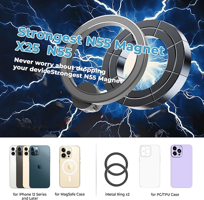 Car Phone Holder for Tesla Model 3 Highland 2024 2025 2026 & Model Y Juniper 2025 2026, Compatible MagSafe, 360° Rotation, Super Strong Magnetic Attraction(for 15.4 inch Screen only)