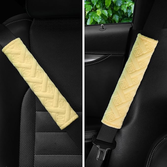 JUSTTOP 2-Pack Universal Car Shoulder Strap Pads Cover for A More Comfortable Driving, Shoulder Strap Covers Harness Pad for Car Interior Accessories(Yellow)