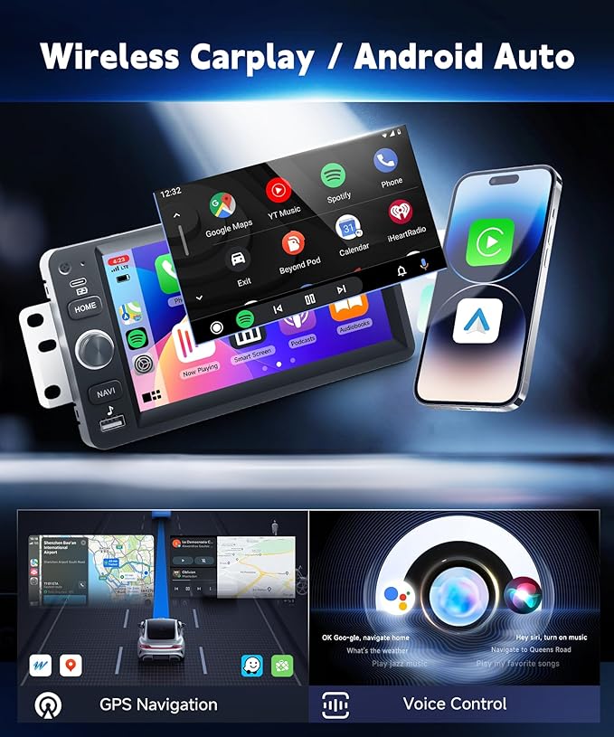 4+64G 7″ Android Car Stereo for Chevrolet Chevy Silverado Impala Tahoe GMC Sierra Yukon Hummer, Plug&Play Wireless CarPlay Android Auto DSP 32EQ,IPS Touchscreen,GPS,Backup Camera