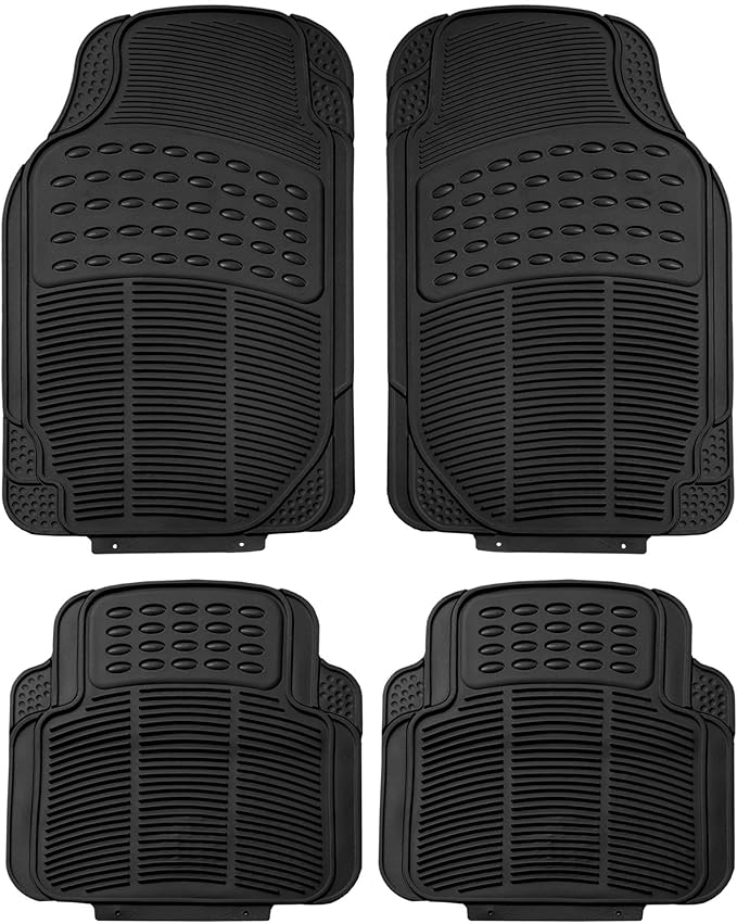 FH Group Automotive Floor Mats - Heavy-Duty Rubber, All Weather Protection Universal Fit Full Set Floor Mats and Cargo Mat, Climaproof, Semi Custom Trimmable for Most Cars, Sedan, SUV, Truck, Black