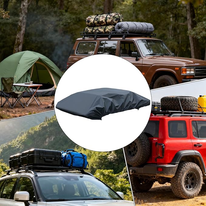 Car Roof Rack Cargo Cover, Waterproof Storage Protector Bag, Heavy-Duty Travel Organizer, Roof Cargo Cover with Secure Strap System, Luggage Shield for Camping Vehicle SUV Automotive Use